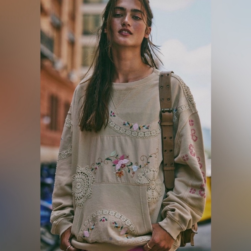 Free People Grams Attic Sweatshirt XS oversized